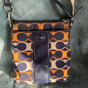 Coach Crossbody Bag in Orange and Blue with Signature Pattern